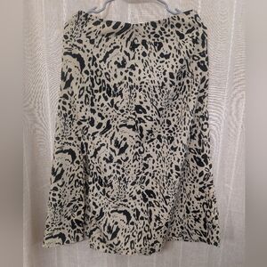 Nasty Gal Beige and Black Animal Print Midi Skirt